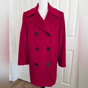 Vintage Forester Of Boston Ruby Red Wool Blend Peacoat- Made In USA SZ 6